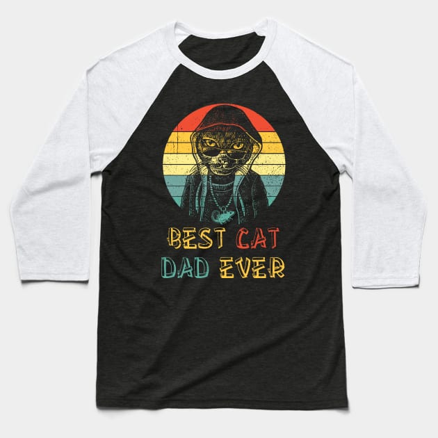 Best Cat Dad Ever Baseball T-Shirt by Rochelle Lee Elliott